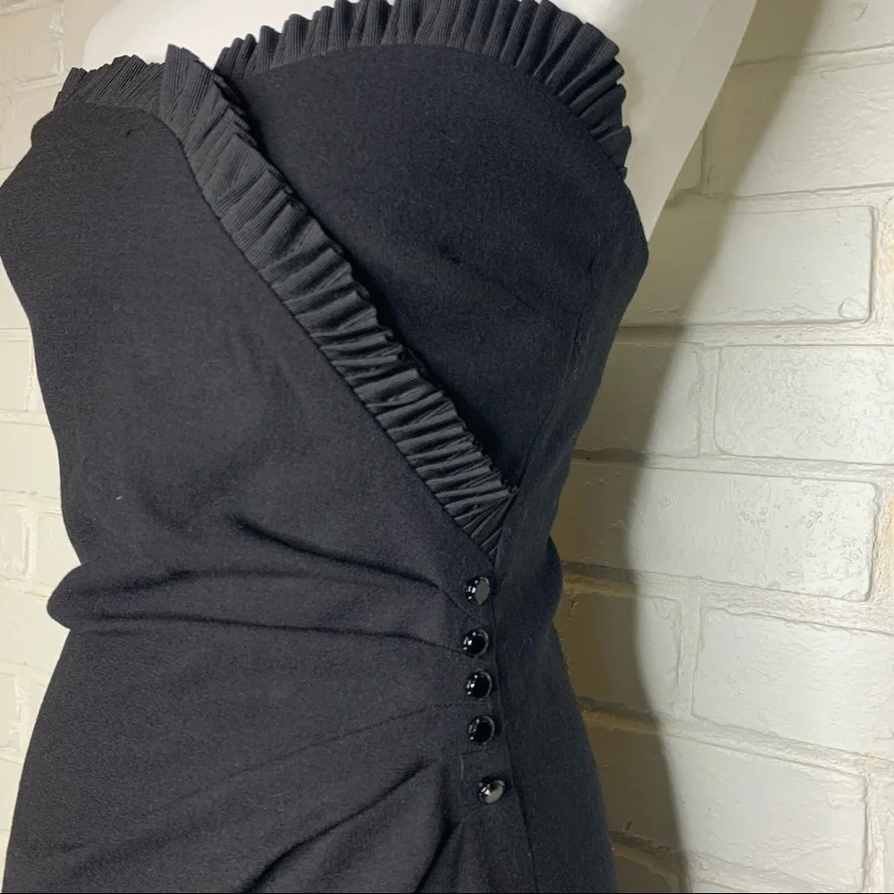 Paul & Joe's Strapless Black Wool Crepe Cocktail Mini Sweetheart Dress Women 6 - Picture 7 of 14